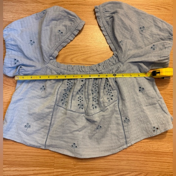 Zara Openwork Eyelet Puff Sleeve Top Size Small - Picture 8 of 11